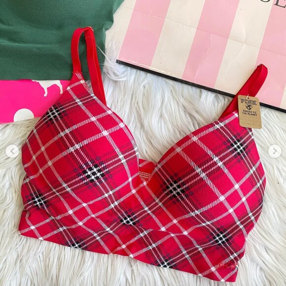 NWT PINK Victoria Secret Loungin Wireless Push-Up Bra - M NWT - Picture 1 of 13